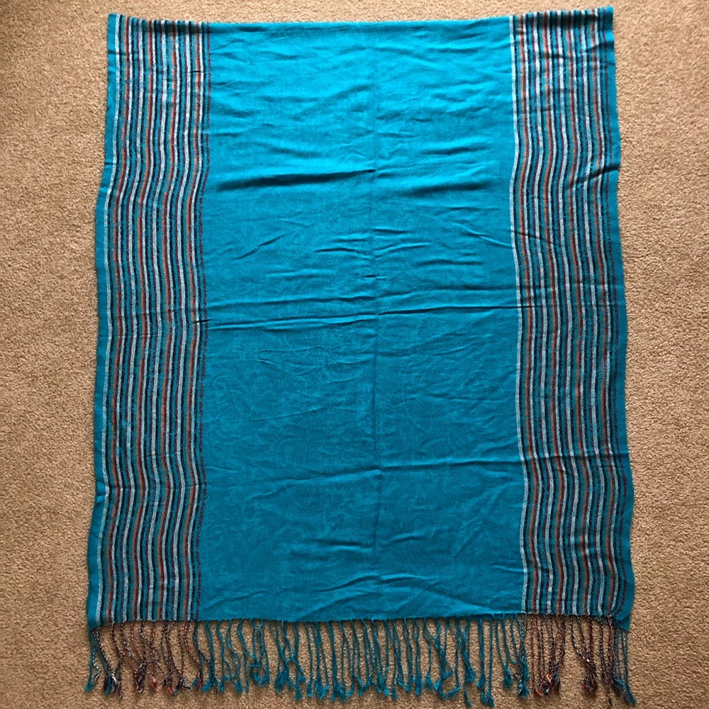 Blue Striped Pashmina Scarf
